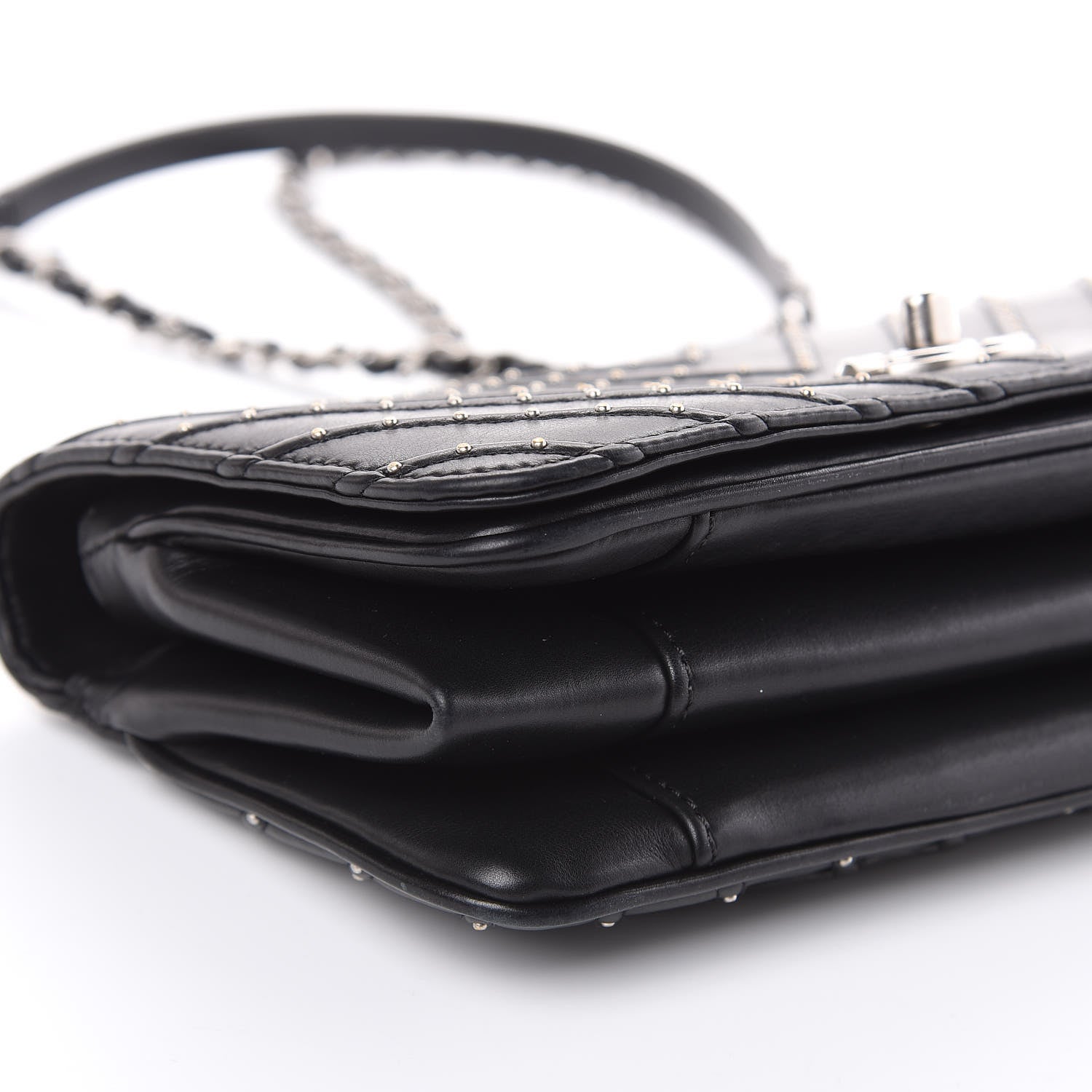 Chanel Calfskin Studded Chevron Quilted Flap Black 8 of 16
