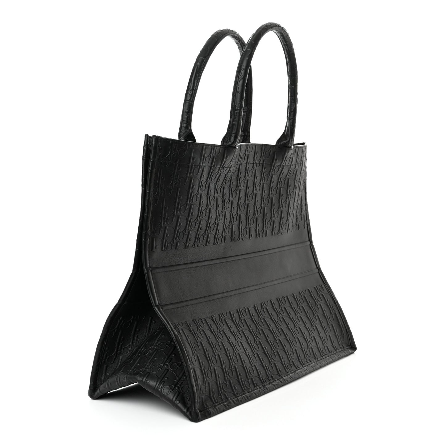 Oblique Calfskin Embossed Large Book Tote Black