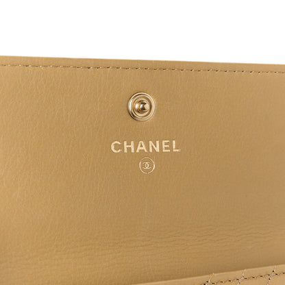 Chanel Aged Calfskin Chevron Quilted Flap Card Holder Beige 6 of 10