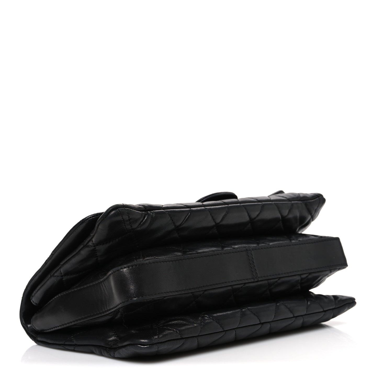 Lambskin Quilted Jumbo 3 Flap Black