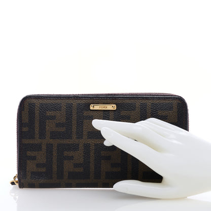 Fendi Zucca Spalmati Vitello Elite Zip Around Wallet Tobacco Ebano 2 of 6