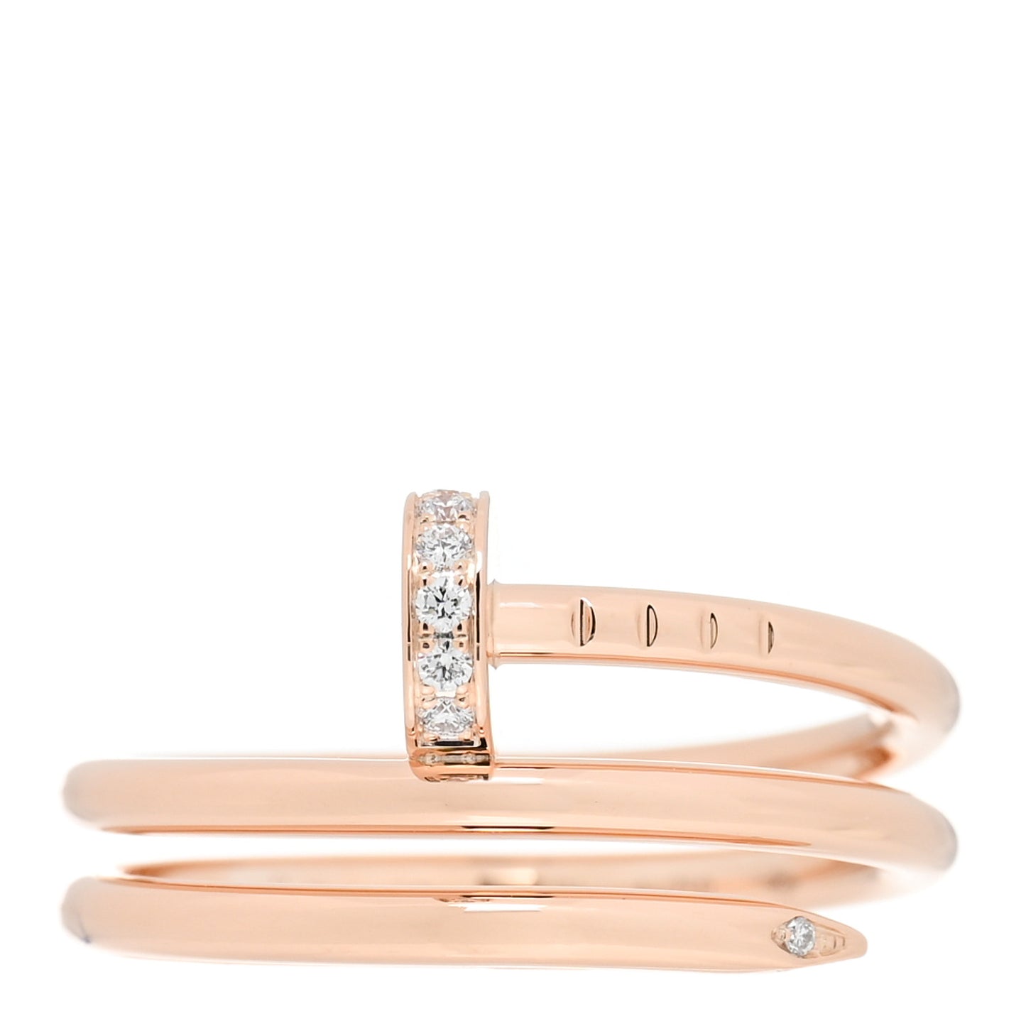 18K Pink Gold Diamond Double Juste Un Clou Ring 52 6
