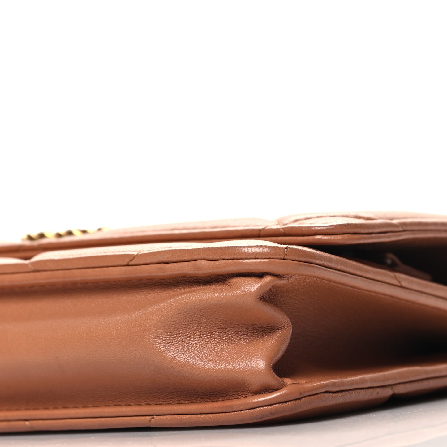 Lambskin Quilted 19 Wallet On Chain WOC Brown