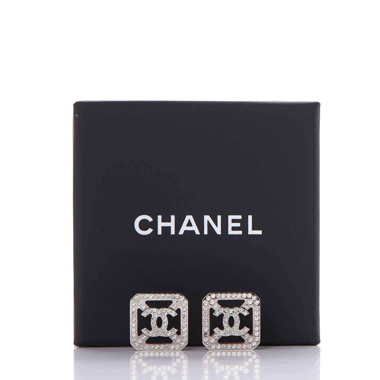 Chanel Crystal CC Earrings Silver 9 of 9