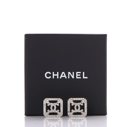 Chanel Crystal CC Earrings Silver 9 of 9