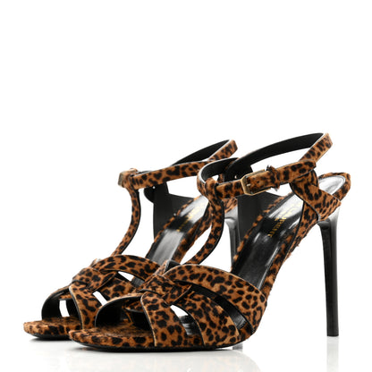 Saint Laurent Pony Hair Leopard Print Tribute 105 Sandals 40 Naturale 3 of 8