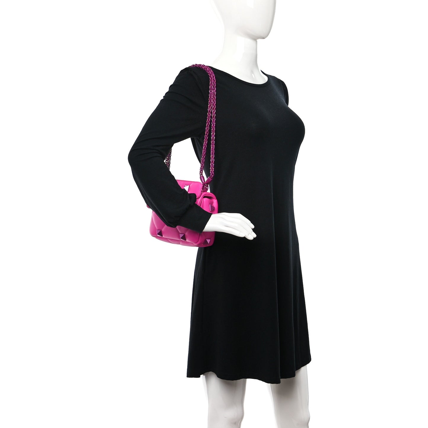 Nappa Lacquer Monochrome Small Roman Stud Shoulder Bag Pink PP