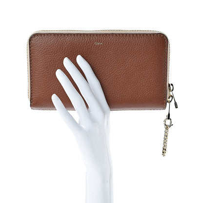 Chloe Grained Calfskin Baylee Long Zip Around Wallet Classic Tobacco 2 of 8