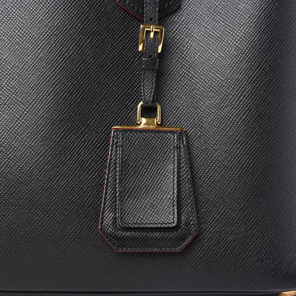 Prada Saffiano Cuir Medium Double Bag Black Fuoco 11 of 11