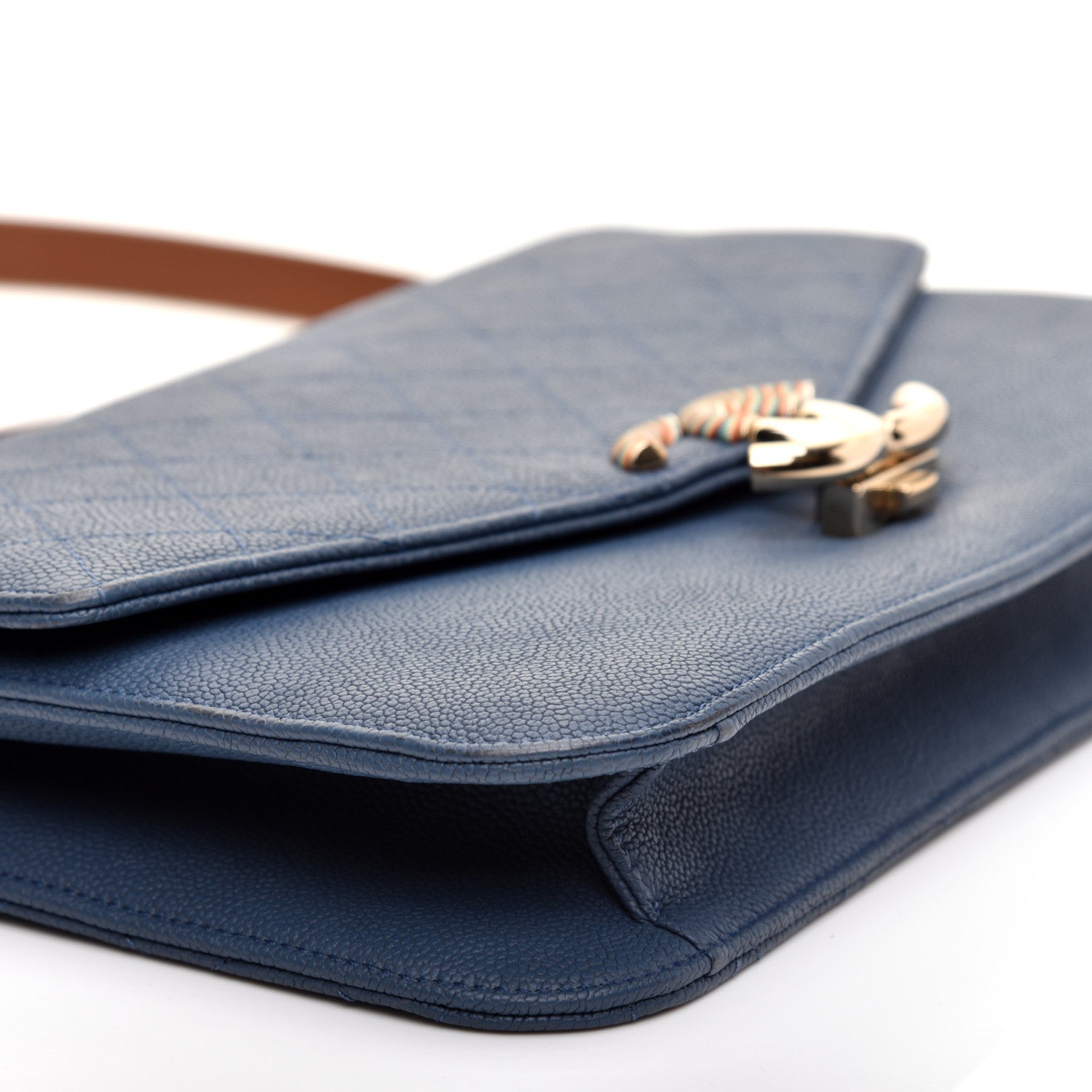 Chanel Grained Calfskin Quilted Cuba Flap Blue 6 of 11