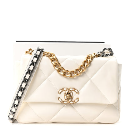 Chanel Lambskin Quilted Medium Chanel 19 Flap White 11 of 11