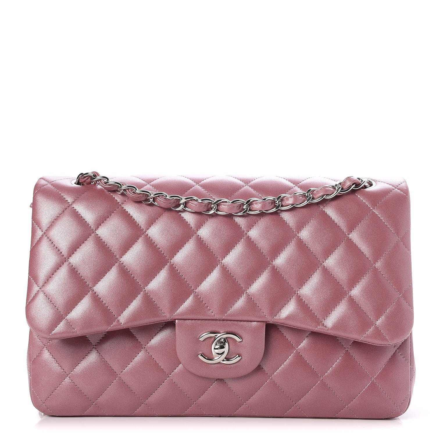 Chanel Iridescent Lambskin Quilted Jumbo Double Flap Light Purple 1 of 9