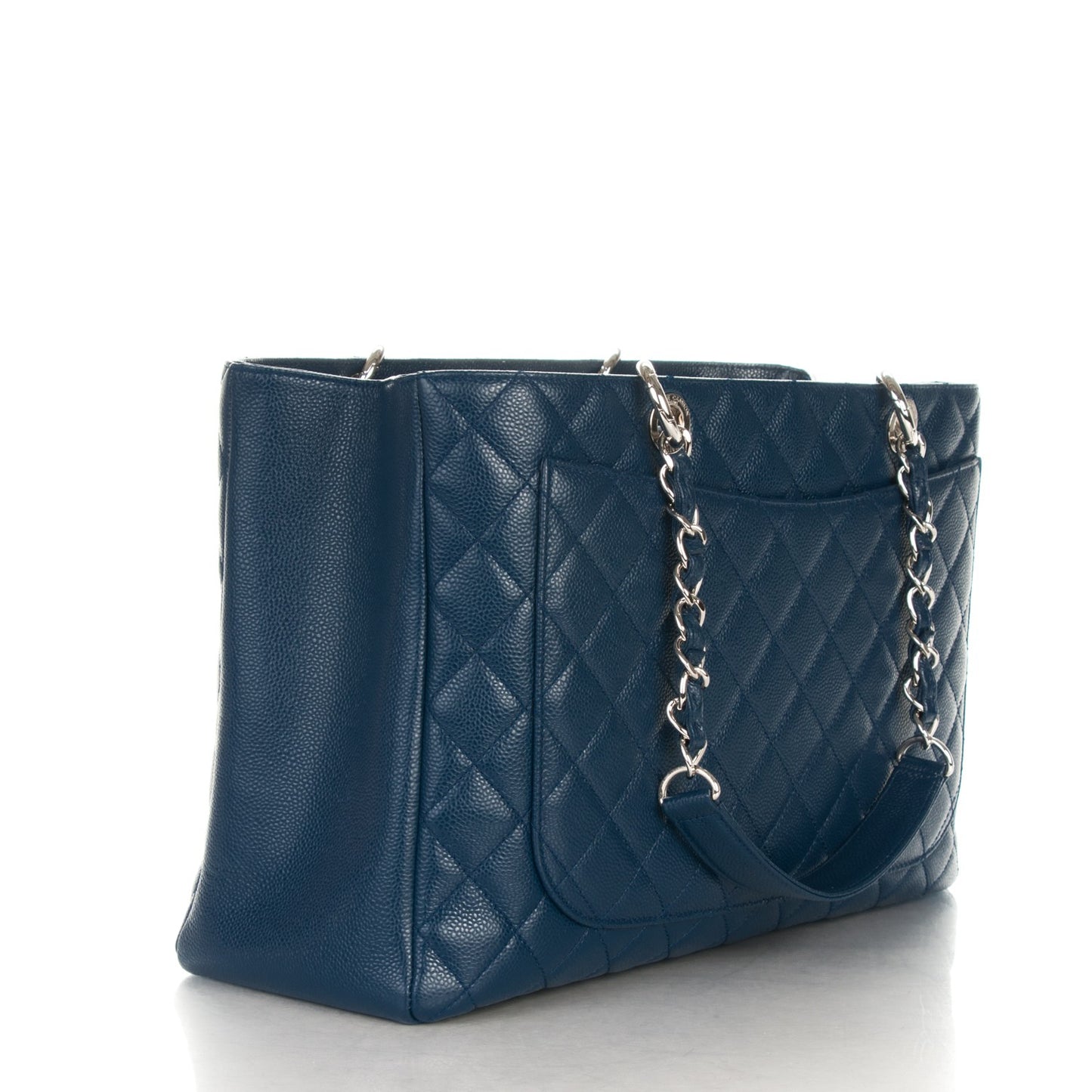 Caviar Quilted XL Grand Shopping Tote GST Navy Blue