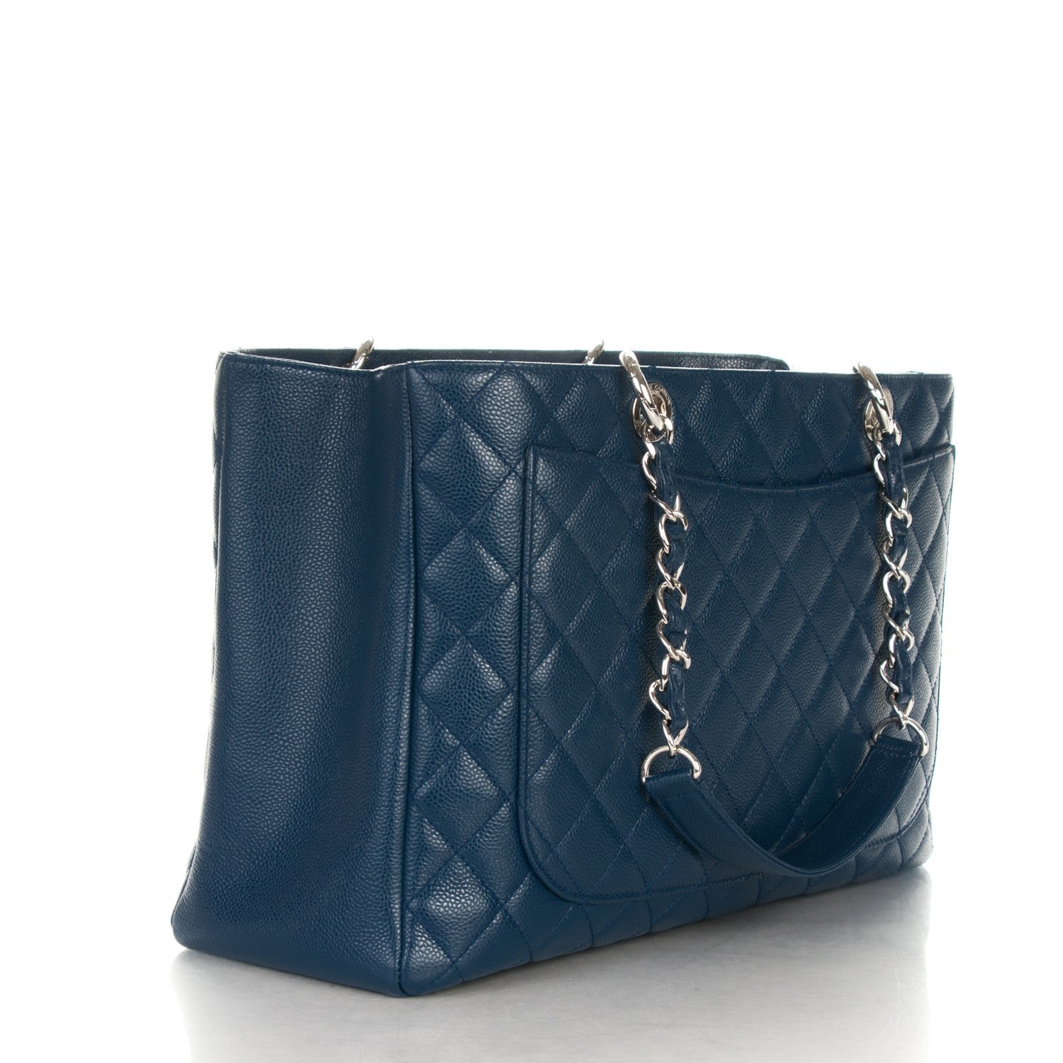 Chanel Caviar Quilted XL Grand Shopping Tote GST Navy Blue 3 of 7