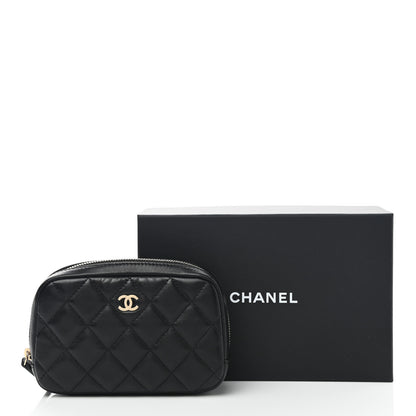 Chanel Lambskin Quilted Small Curvy Pouch Cosmetic Case Black 8 of 8