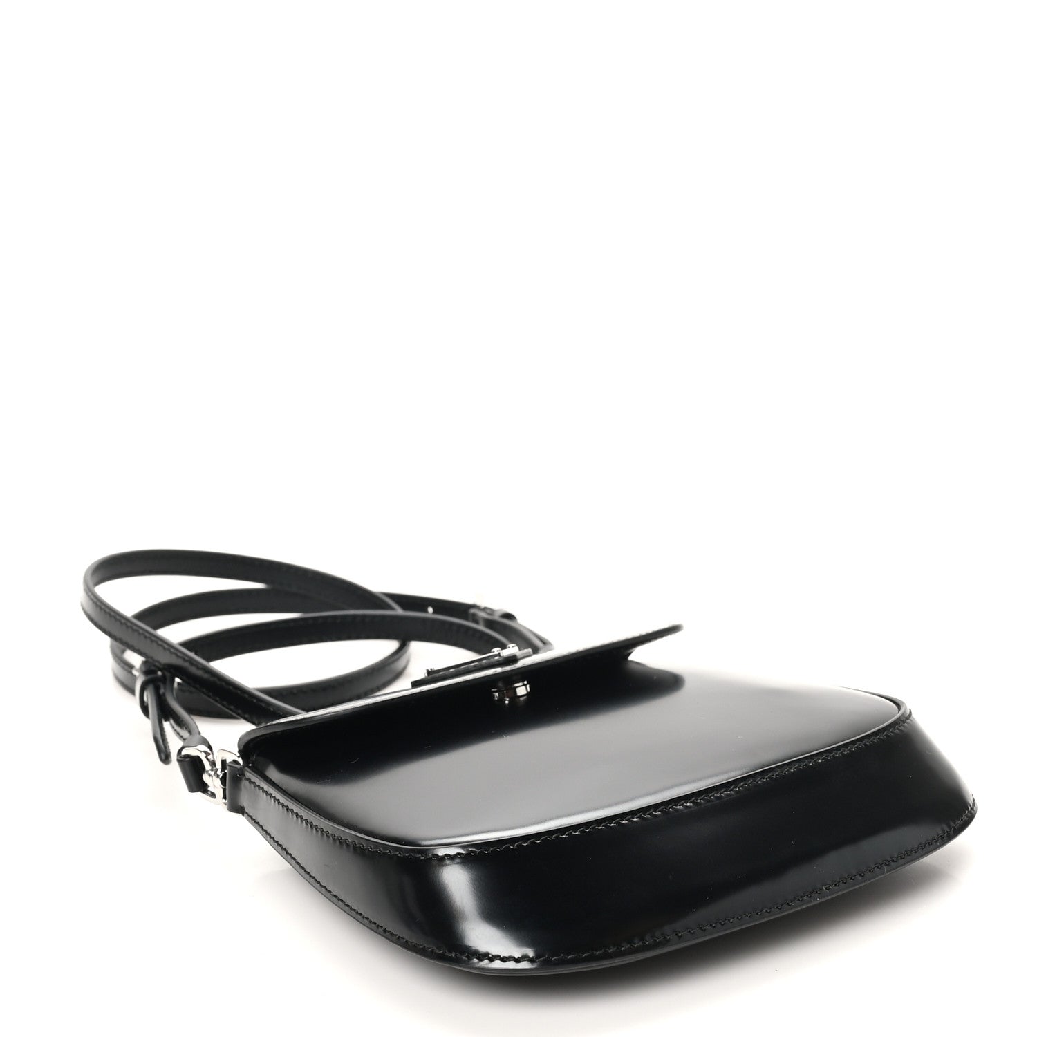 Prada Spazzolato Mini Cleo Flap Adjustable Strap Shoulder Bag Black 4 of 9