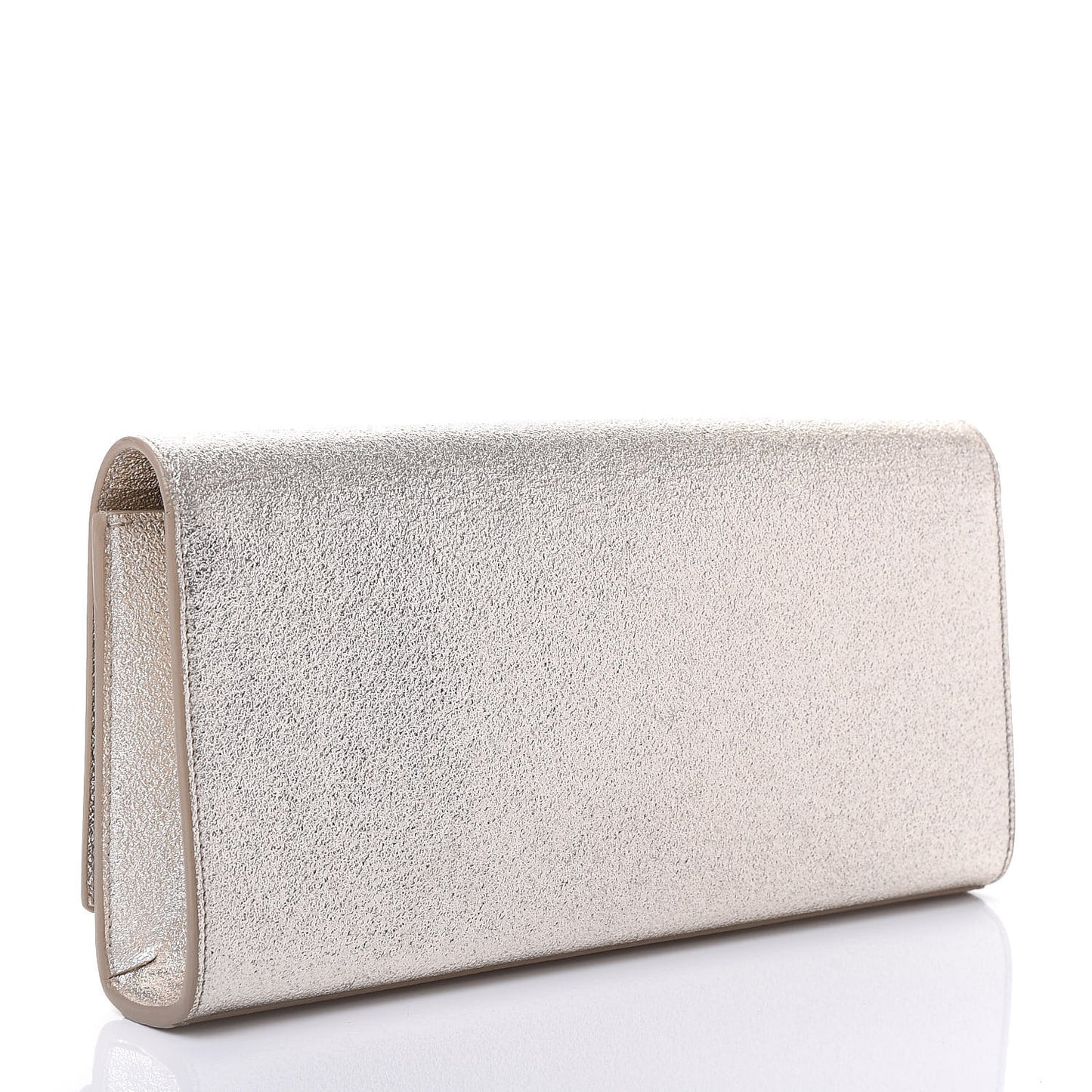Textured Metallic Calfskin Classic Monogram Cassandre Clutch Silver