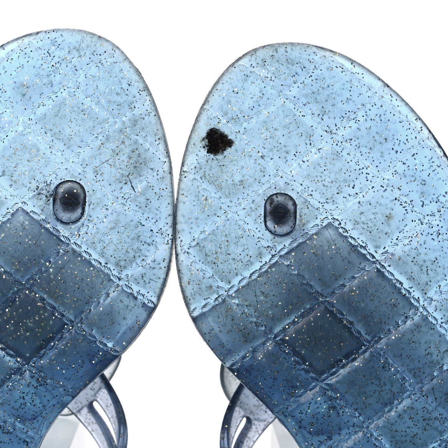 Jelly Camellia Glitter Thong Sandals 36 Blue