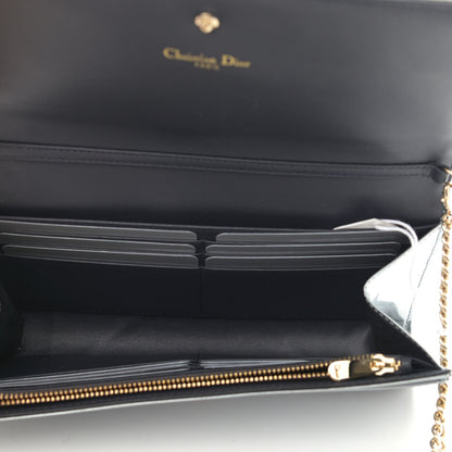 Christian Dior Metallic Patent Micro-Cannage Diorama Croisiere Chain Wallet Silver 6 of 12