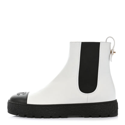 Chanel Calfskin Cap Toe CC Ankle Boots 39 White Black 1 of 9