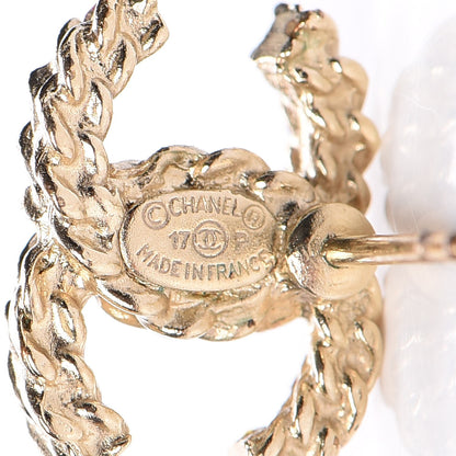 Chanel Crystal CC Earrings Gold Pink 4 of 5