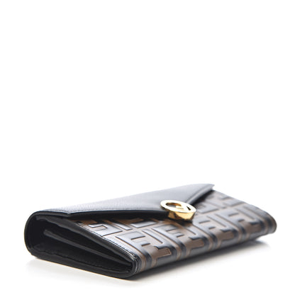 Fendi Vitello Cruise F is Fendi Bi-Color FF 1974 Embossed Continental Envelope Wallet Maya Black 4 of 7