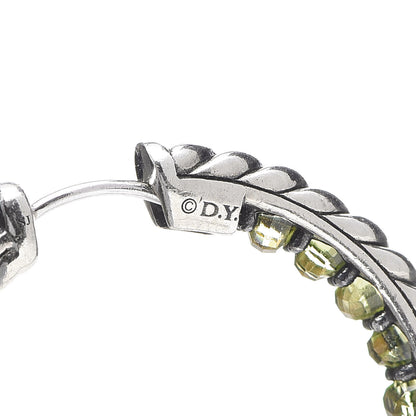 David Yurman Sterling Silver Peridot Cable Berries Hoop Earrings 3 of 5
