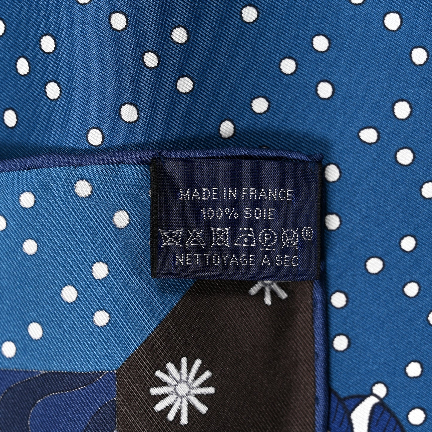 Silk Twill Le Premier Chant Scarf 90 Bleu Nuit White Ebene