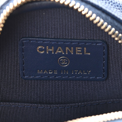 Chanel Caviar Quilted Round Clutch With Chain Navy 6 of 9