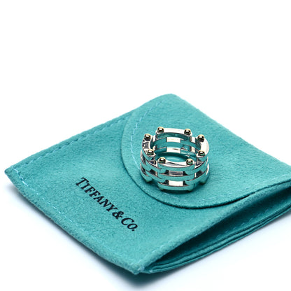 Tiffany Sterling Silver 18K Yellow Gold Gatelink Ring 47 4 5 of 5
