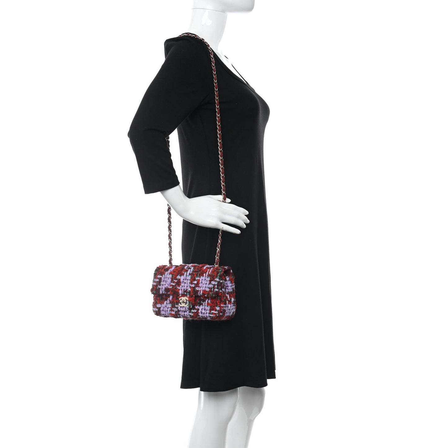 Tweed Quilted Mini Rectangular Flap Red Purple Green