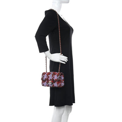 Chanel Tweed Quilted Mini Rectangular Flap Red Purple Green 2 of 10