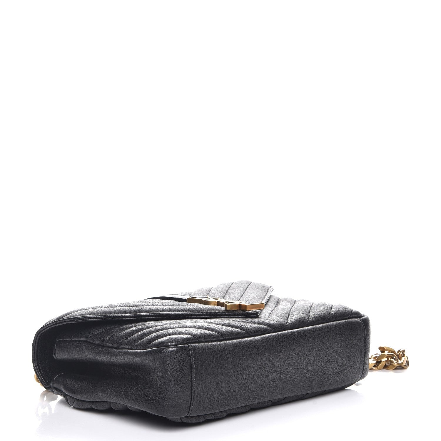 Saint Laurent Sheepskin Matelasse Chevron Monogram Medium College Bag Black 4 of 7