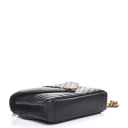 Saint Laurent Sheepskin Matelasse Chevron Monogram Medium College Bag Black 4 of 7