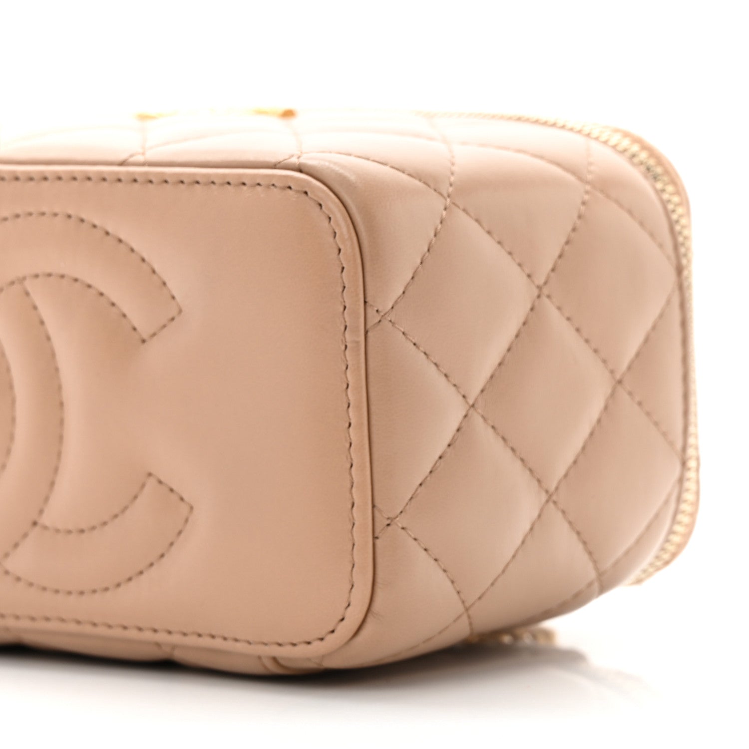 Chanel Lambskin Quilted Pearl Crush Small Vanity Case With Chain Beige 10 of 11
