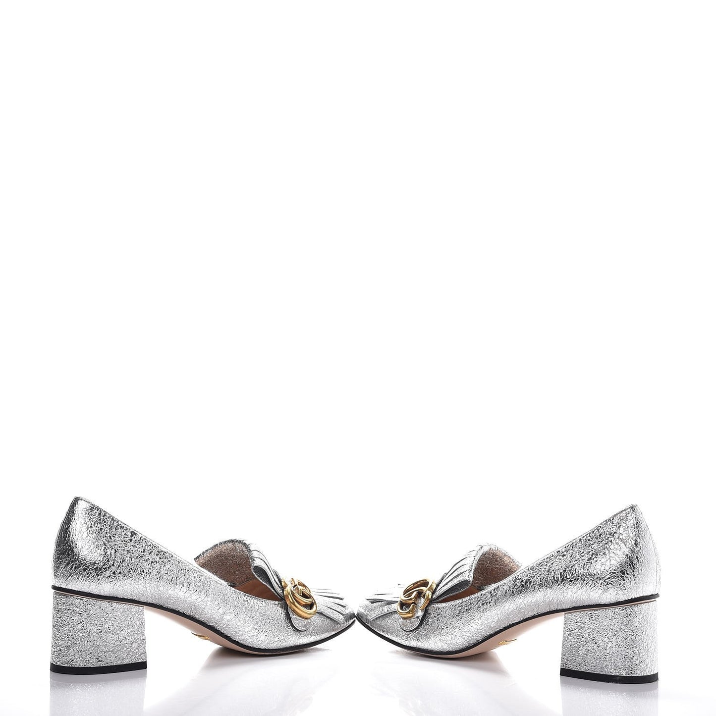 Galassia GG Marmont Fringe 50mm Loafer Pumps 41 Argento