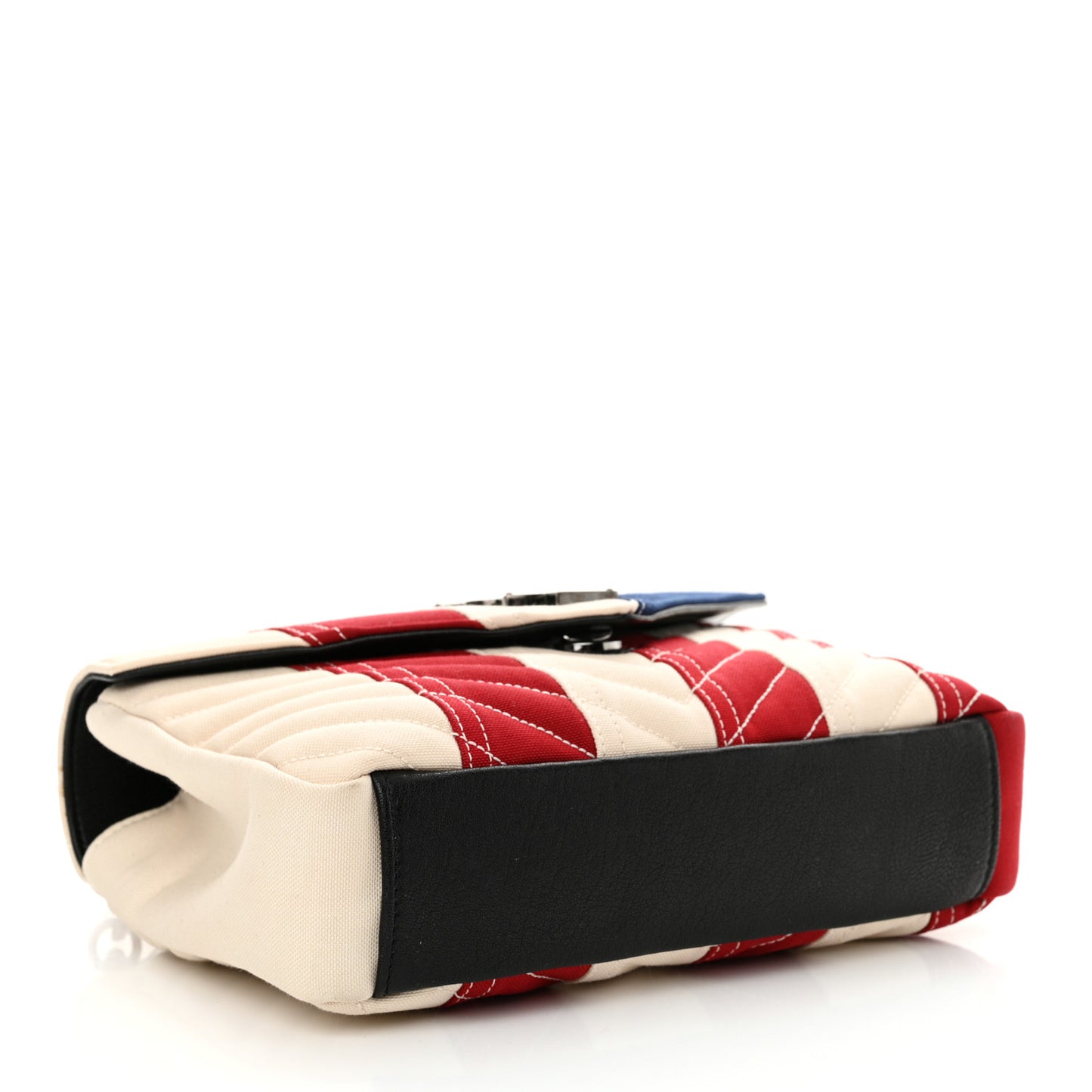 Canvas Matelasse Chevron American Flag Monogram Medium College Bag Red Blue