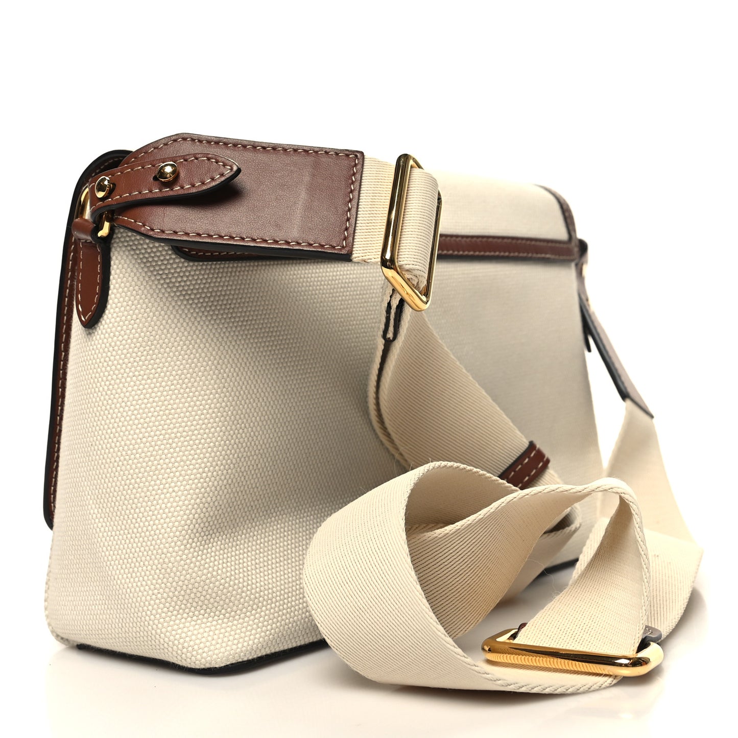 Canvas Horseferry Print Note Crossbody Bag Natural Tan
