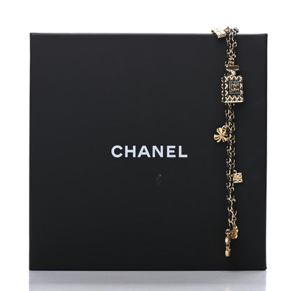 Chanel Calfskin Crystal Pearl Perfume Bottle CC Charm Necklace Black Gold 7 of 7