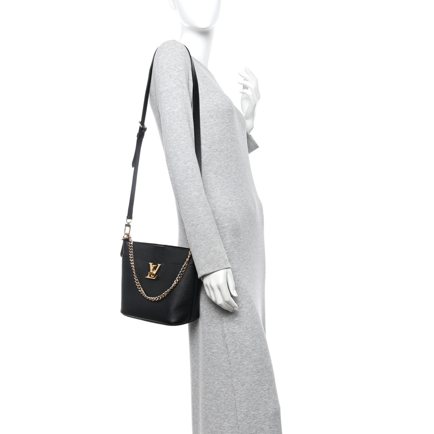 Louis Vuitton Calfskin Lock and Walk Bucket Black 1814473