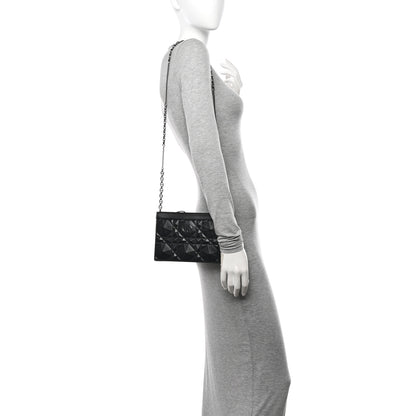 Christian Dior Calfskin Macrocannage Diamond Caro Zipped Pouch With Chain Black 2 of 11