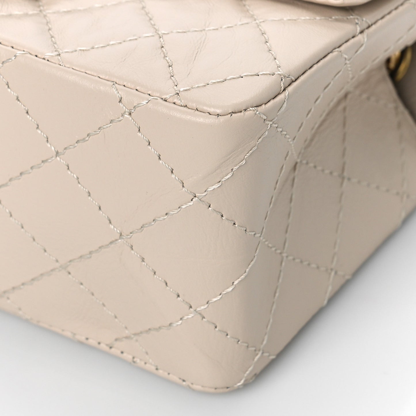Aged Calfskin Quilted 2.55 Reissue Mini Flap Ecru