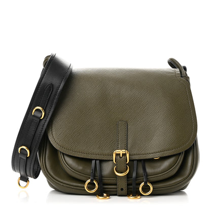 Prada Saffiano Cuir Calf Corsaire Bag Militare Black 1 of 14