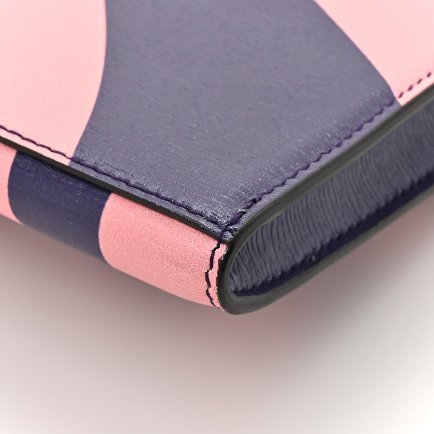 Textured Dollar Calfskin Enamel Double G Strawberry Wallet On Chain Pink Blue