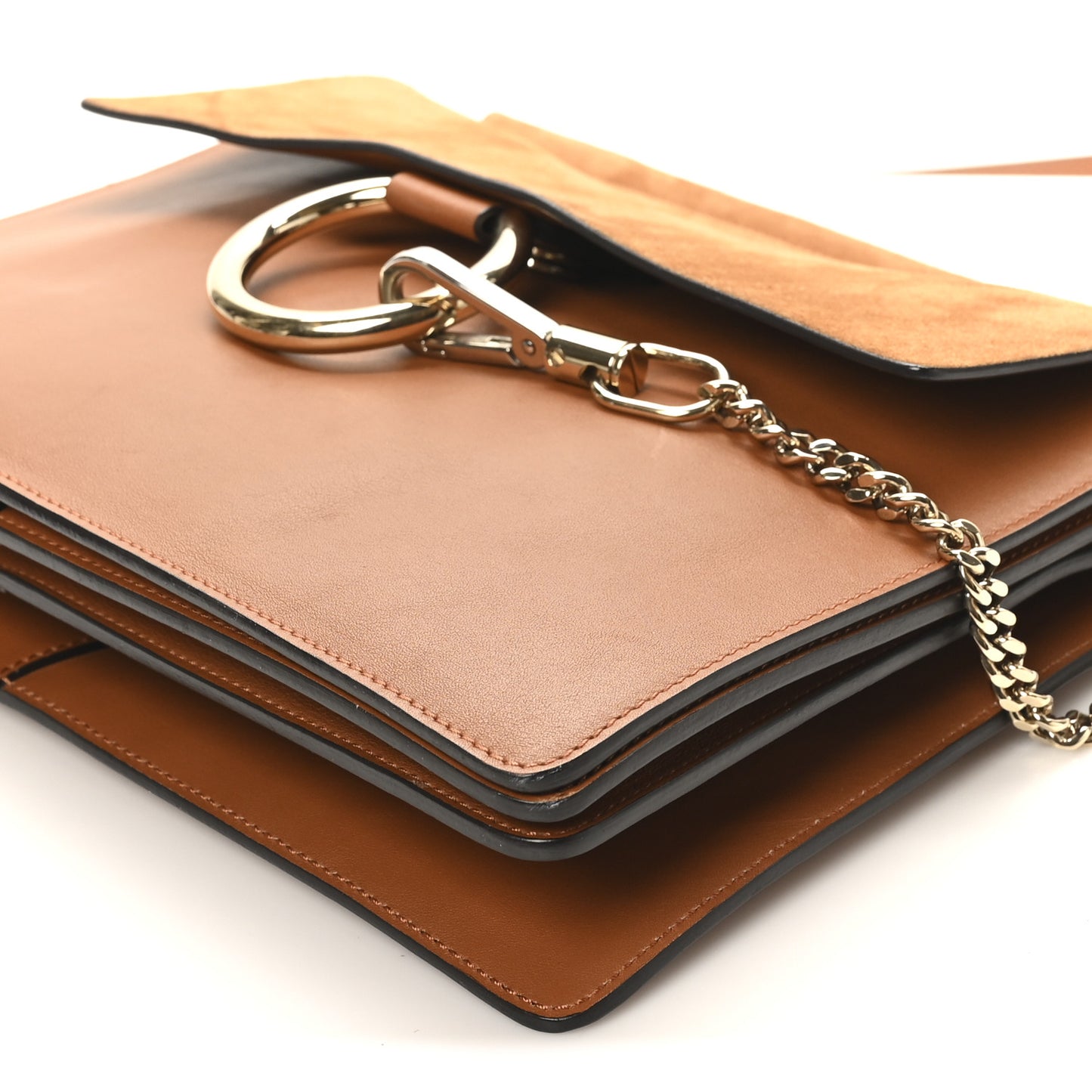 Suede Calfskin Medium Faye Shoulder Bag Caramel