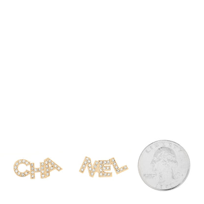 Chanel Crystal Pearl Signature Stud Earrings Gold 2 of 4