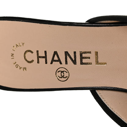 Chanel Lambskin Patent Cap Toe CC Mules 37 Black 6 of 9