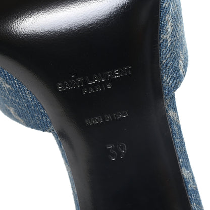 Saint Laurent Denim Monogram La 16 Mule Sandals 39 Blue Jeans 7 of 10