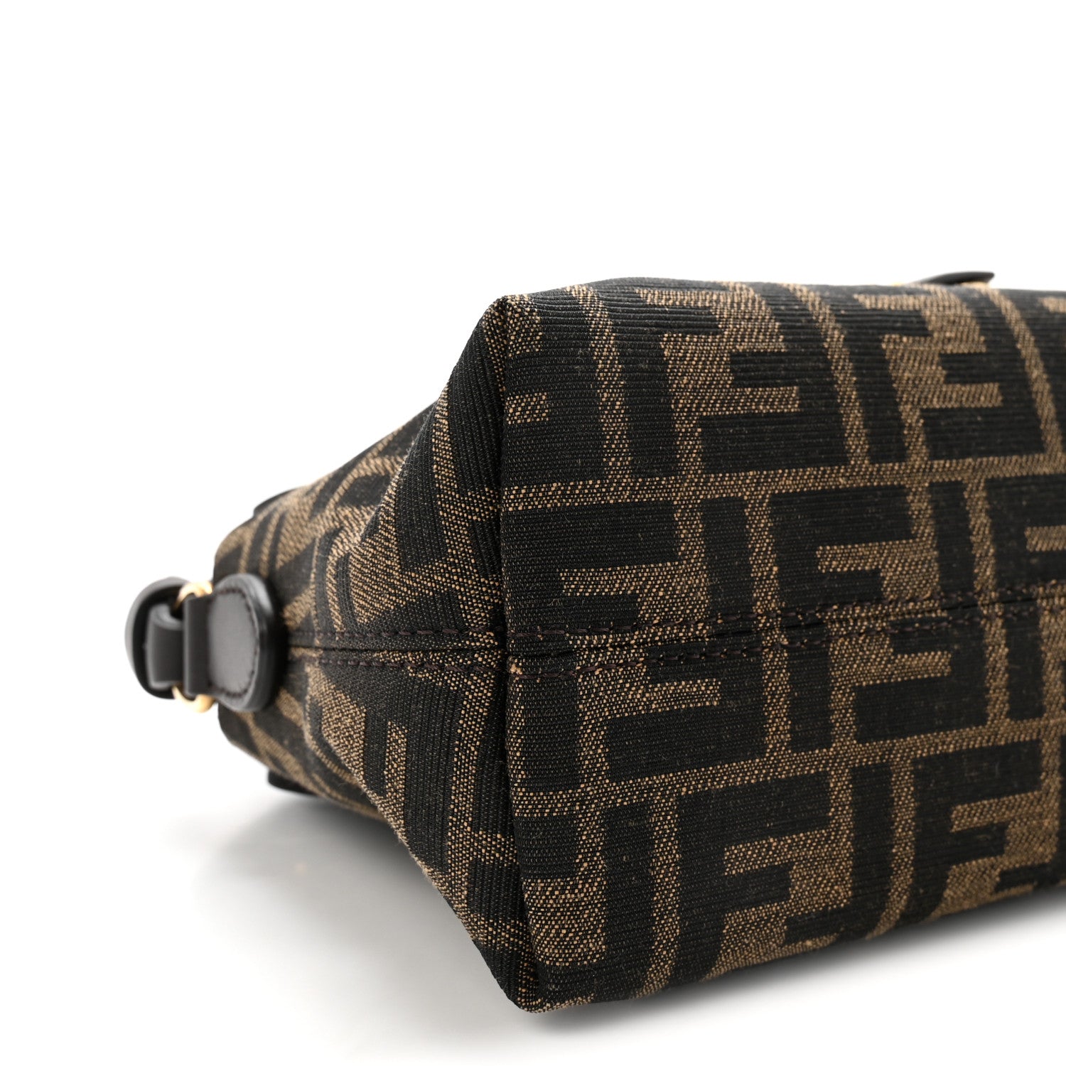 Fendi Vitello Grace Jacquard FF Mini By The Way Boston Bag Tobacco Moro Ebano 9 of 10