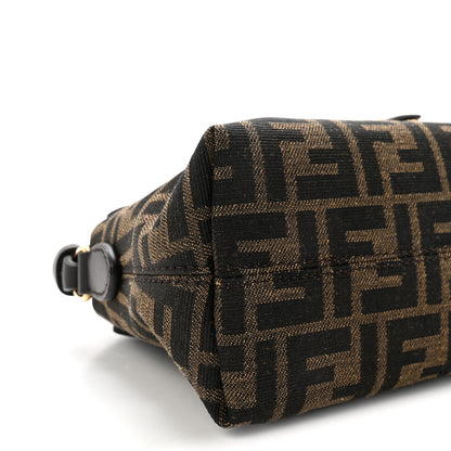 Fendi Vitello Grace Jacquard FF Mini By The Way Boston Bag Tobacco Moro Ebano 9 of 10
